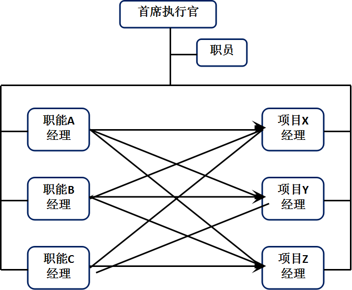 矩陣型組織結(jié)構(gòu)示意圖
